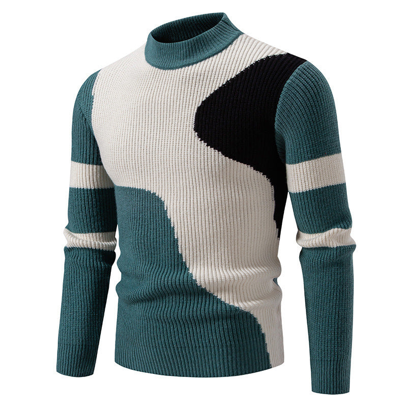 Men's Half-high Collar Colored Pullover Sweater