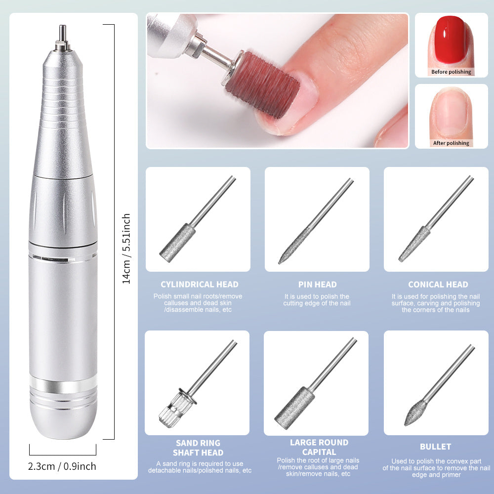 Electric 45000RPM Nail Drill Machine Rechargeable Portable Nail File Electric DIY Nail Drill Kit With Smart LCD Screen For Gel Nail Manicure And Pedicure Reflective Body Etc