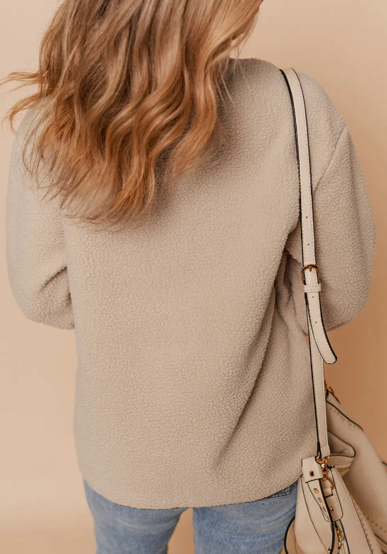 Manteau Teddy pour femme à boutons brandebourg abricot