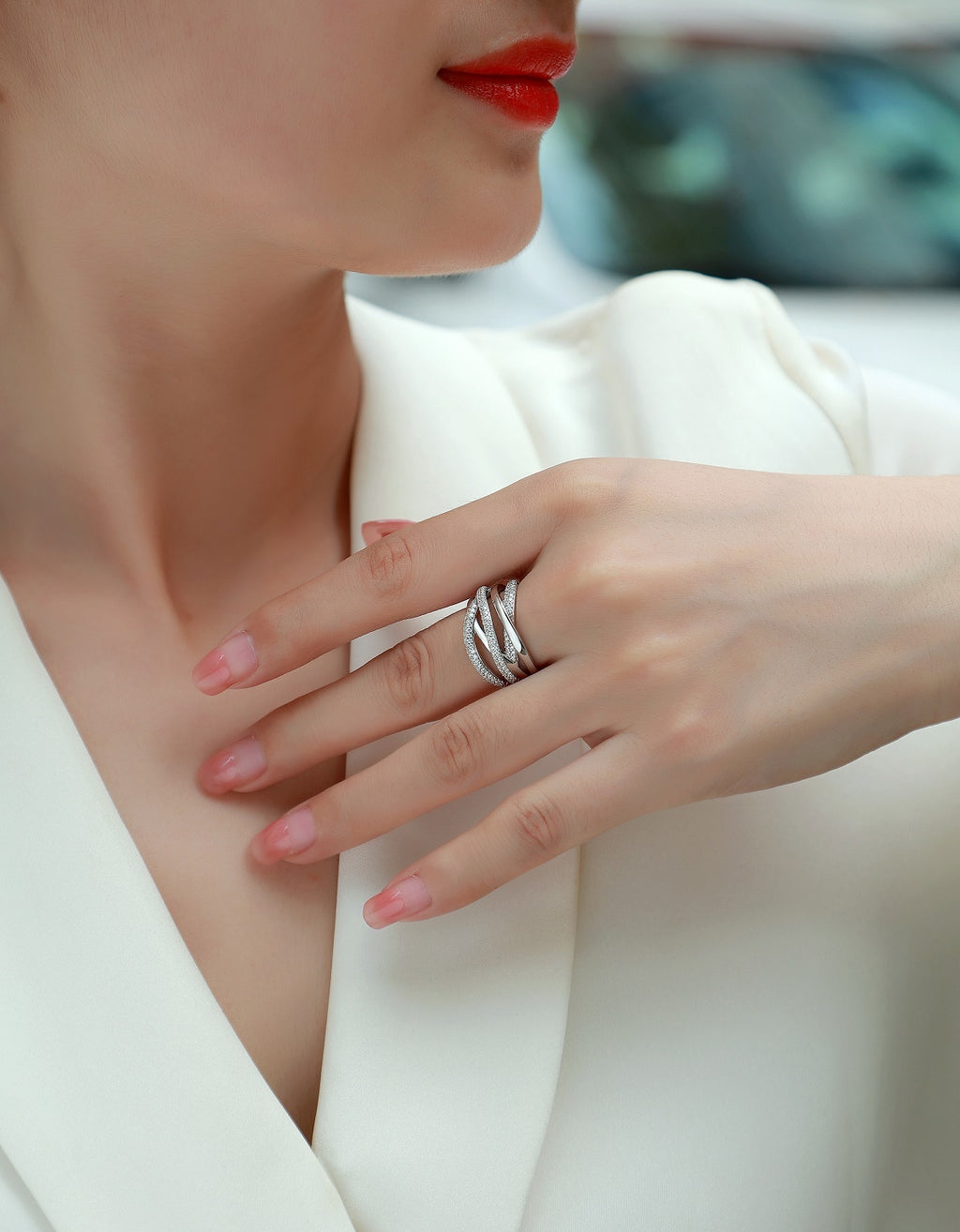 Brilliant Interweaving - A Fashionable And Luxurious Jewelry Accessory Set With Moissanite S925 Sterling Silver And Platinum-plated Diamond