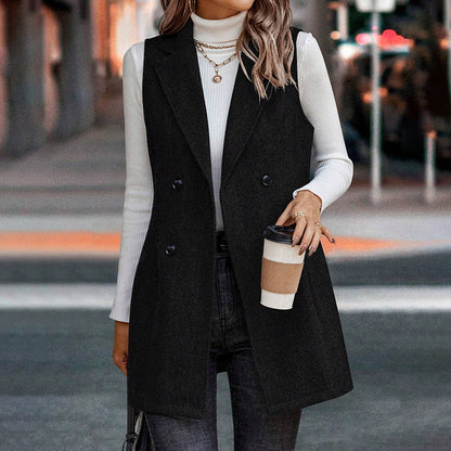 Women's Sleeveless Blazer Vest, Trendy Fall Winter Business Casual Cardigan