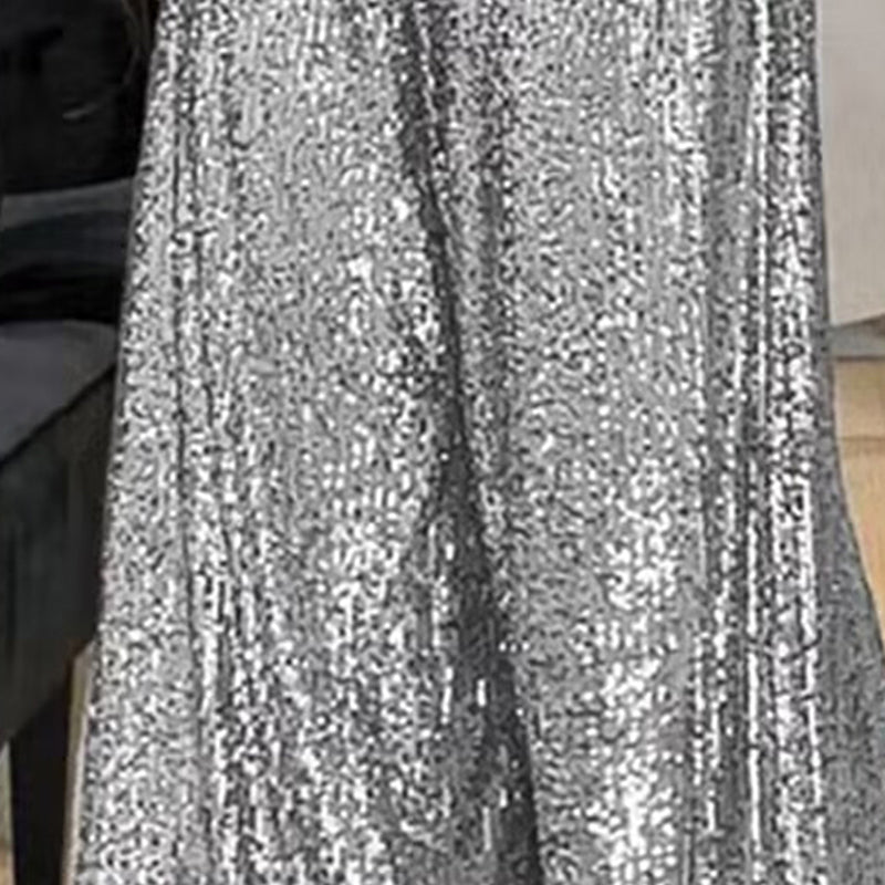 Women's Sequin Palazzo Pants Glitter Casual Loose Wide Leg Long Trouser