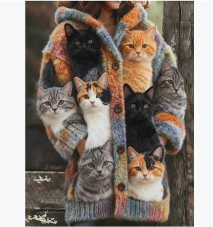 Womens Printed Casual Sweatshirt Jacket