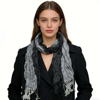 Grey Winter Jacquard Polyester Long Scarf,vacation,daily Life,evening Party,Office Appropriate Subtlety For Women Men,for Casual Outfits