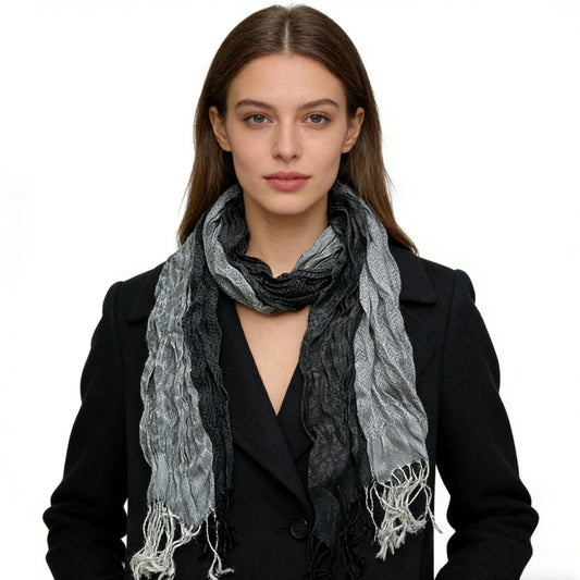 Grey Winter Jacquard Polyester Long Scarf,vacation,daily Life,evening Party,Office Appropriate Subtlety For Women Men,for Casual Outfits