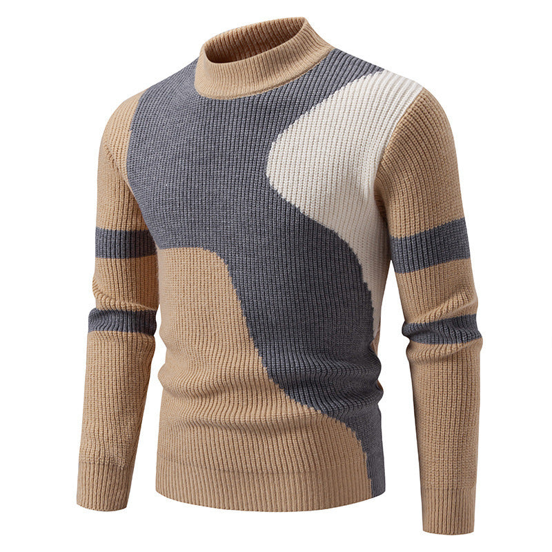Men's Half-high Collar Colored Pullover Sweater