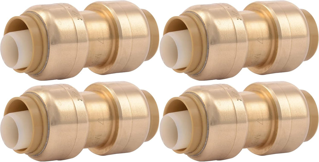 1/2 Inch Coupling, Pack of 4, Push to Connect Brass Plumbing Fitting, PEX Pipe, Copper, CPVC, PE-RT, HDPE, U008LFA4