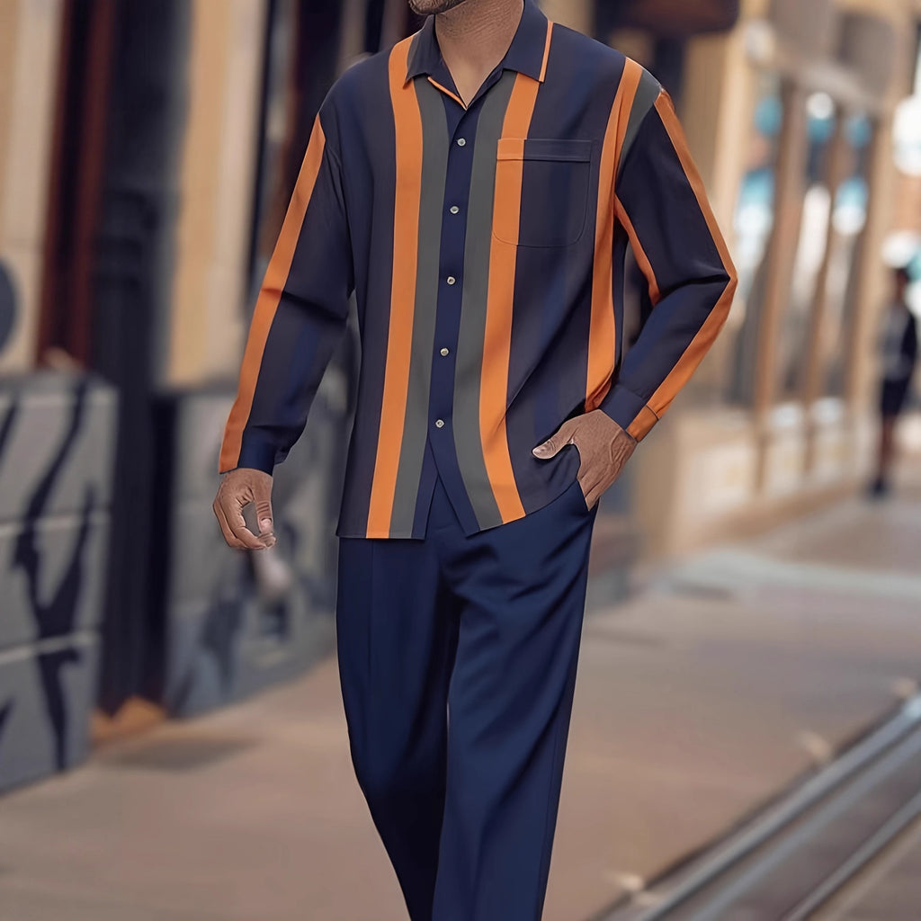 Costume homme à rayures imprimées, tendance automne