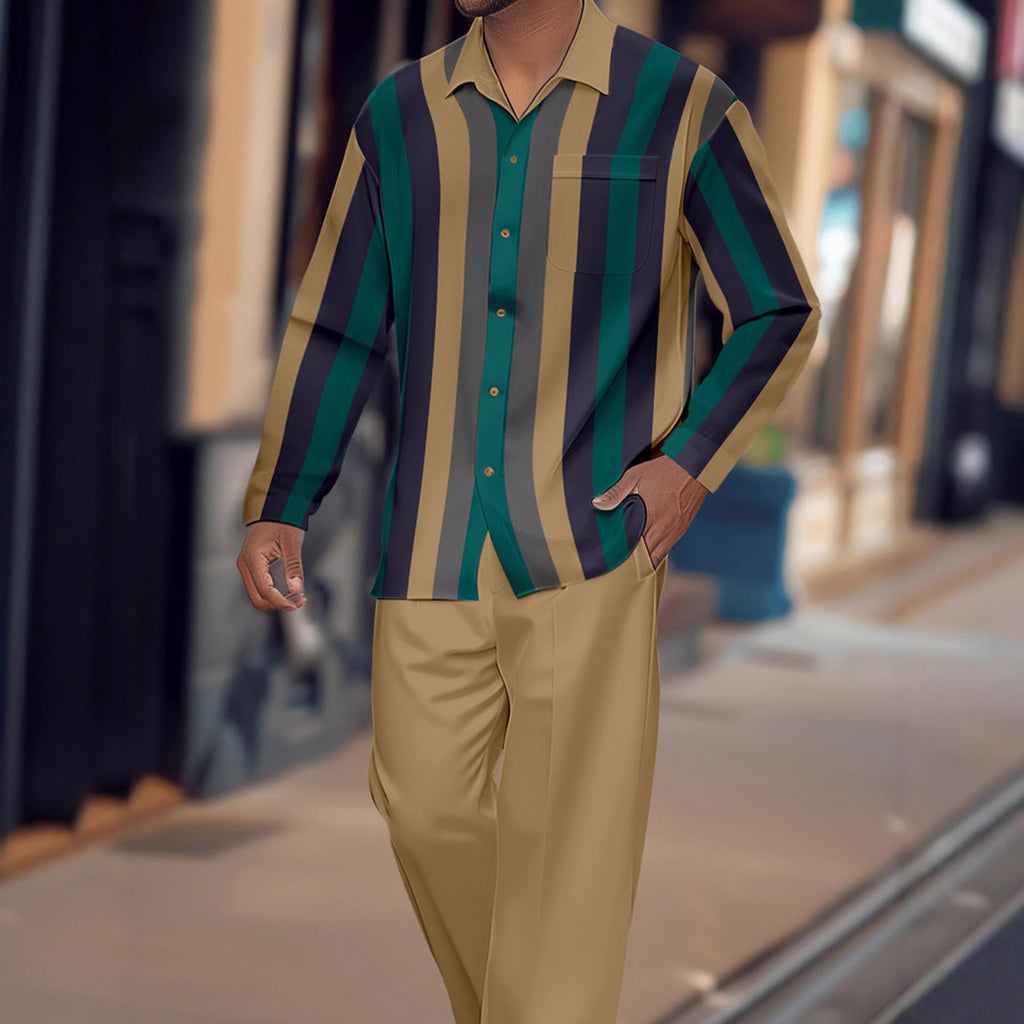 Costume homme à rayures imprimées, tendance automne