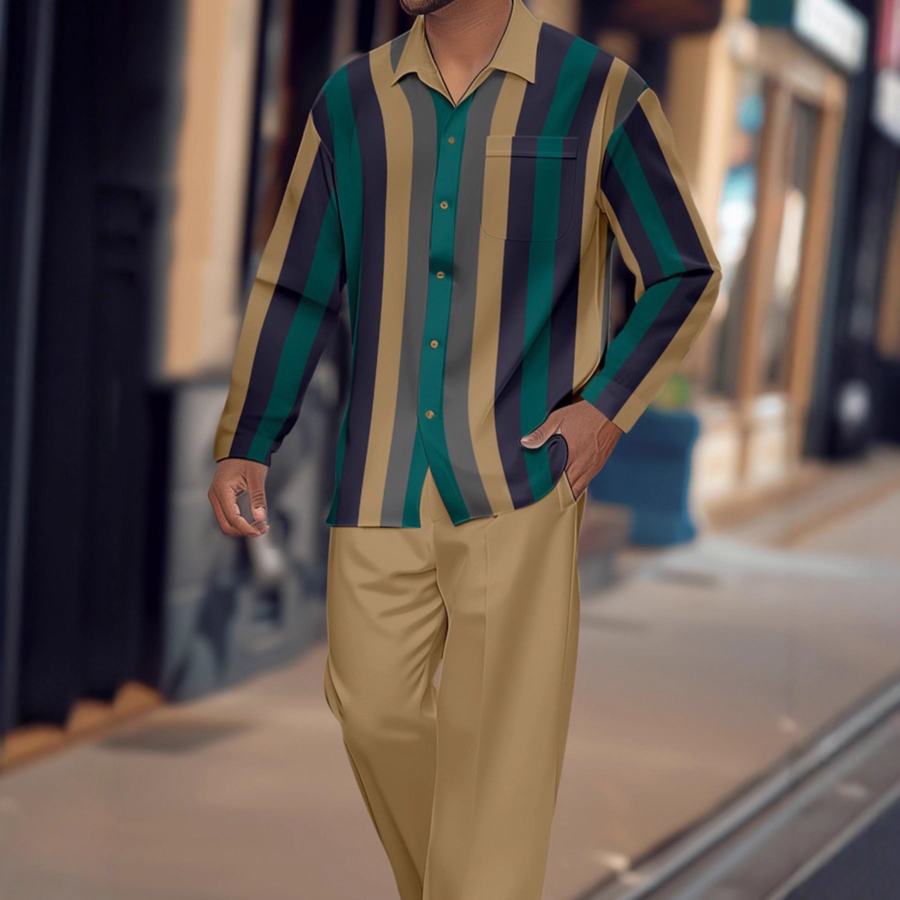 Costume homme à rayures imprimées, tendance automne