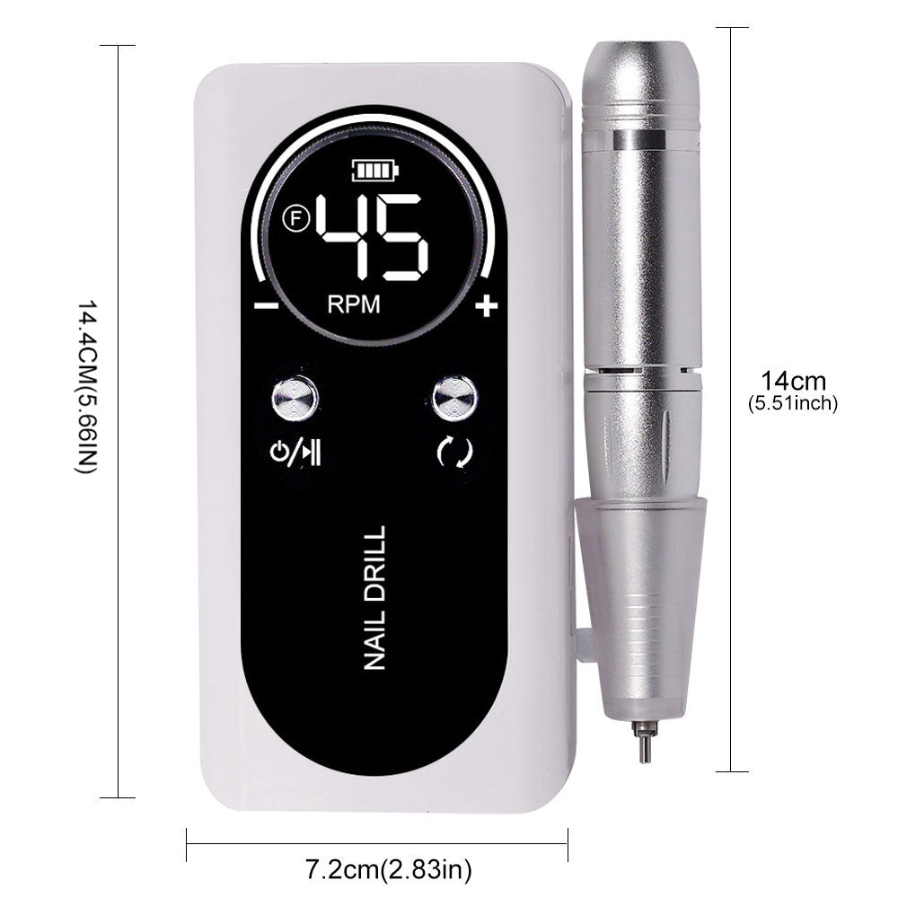 Professional Electric Nail Drill Machine, 45000RPM Rechargeable E-File Nail Drill Cordless, Electric Nail File Kit, Portable Electronic Grinder, Suitable For Nail Polish And Glue Nail Polish Polishing