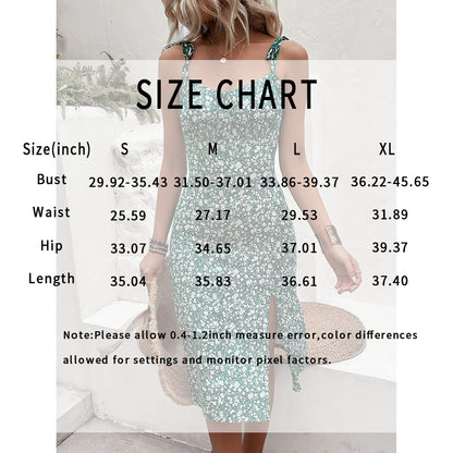 Women's Floral Print Tie Shoulder Split Thigh Sleeveless Boho Cami Dress