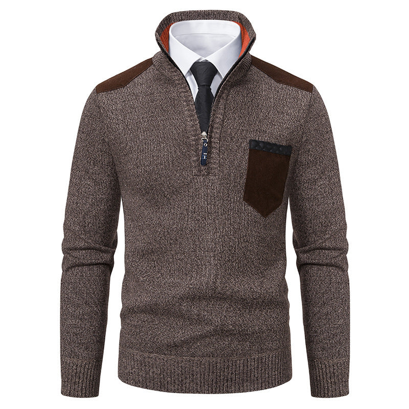 Men's Fleece-lined Thickened Slim Fit Pullover Keep Warm Knitwear