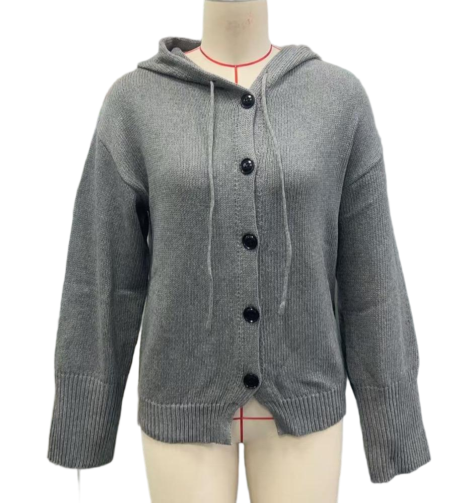 Women's Button Down Hoodie Cardigan, Long Sleeve Open Front Sweater Coat For Fall Winter
