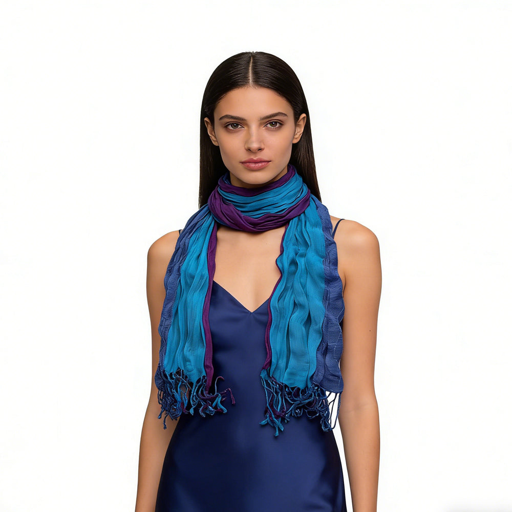 Sky Blue Dyed Crinkle Scarf,vacation,daily Life,evening Party,Office Appropriate Subtlety For Women Men,for Casual Outfits