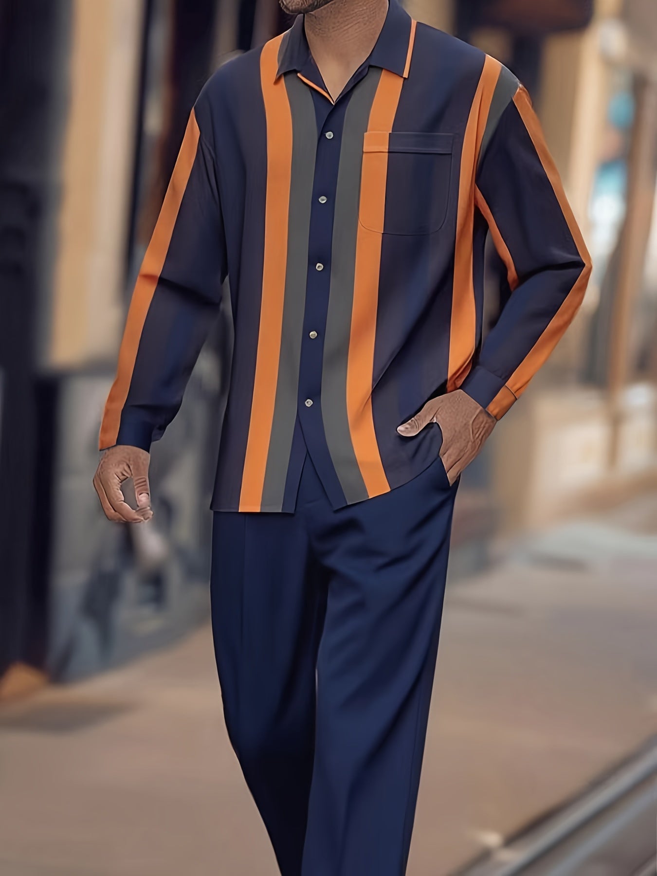 Costume homme à rayures imprimées, tendance automne