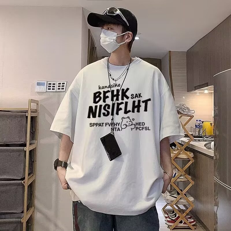 T-shirt à manches courtes et demi-manches amples en pur coton pour homme American Vintage