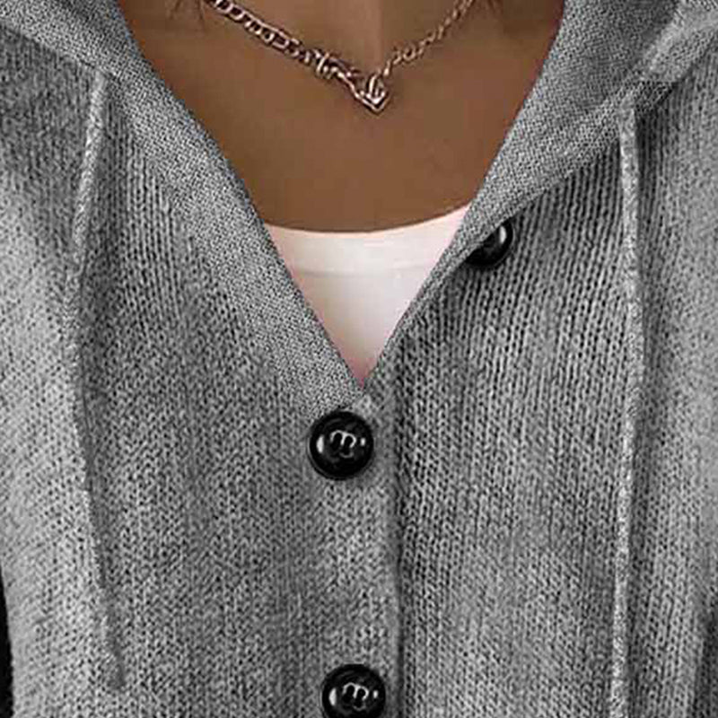 Women's Button Down Hoodie Cardigan, Long Sleeve Open Front Sweater Coat For Fall Winter