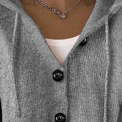 Women's Button Down Hoodie Cardigan, Long Sleeve Open Front Sweater Coat For Fall Winter