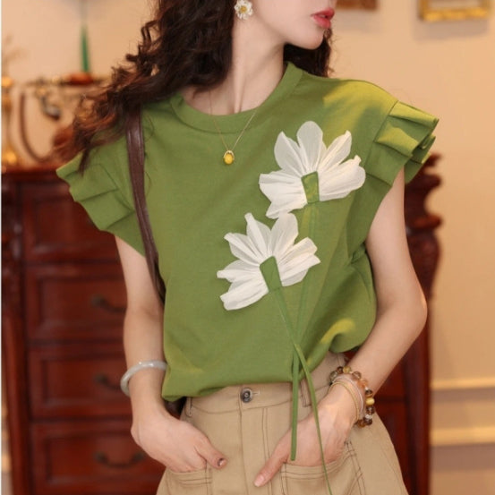 2025 Summer New French-Style Short-Sleeve T-Shirt For Women