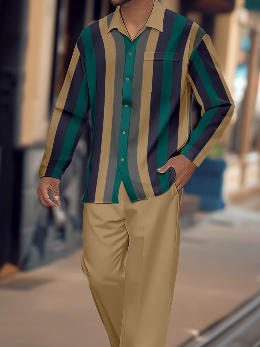 Costume homme à rayures imprimées, tendance automne