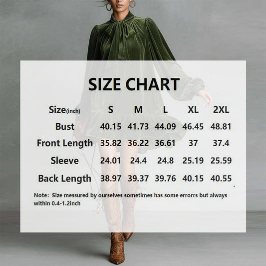 Women's Elegant Solid Color Bow Tie Dress With Puff Sleeves & Asymmetric Ruffle Hem, Loose Fit Short Dress For Spring Autumn