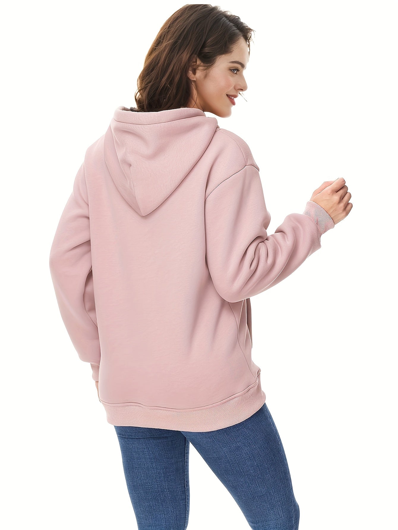 Winter New Arrival - Fashion Solid Color Velvet Hoodie - Warm Autumn And Winter Top - Hoodie With Adjustable Drawstring And Kangaroo Pocket, Comfortable Women's Sweatshirt