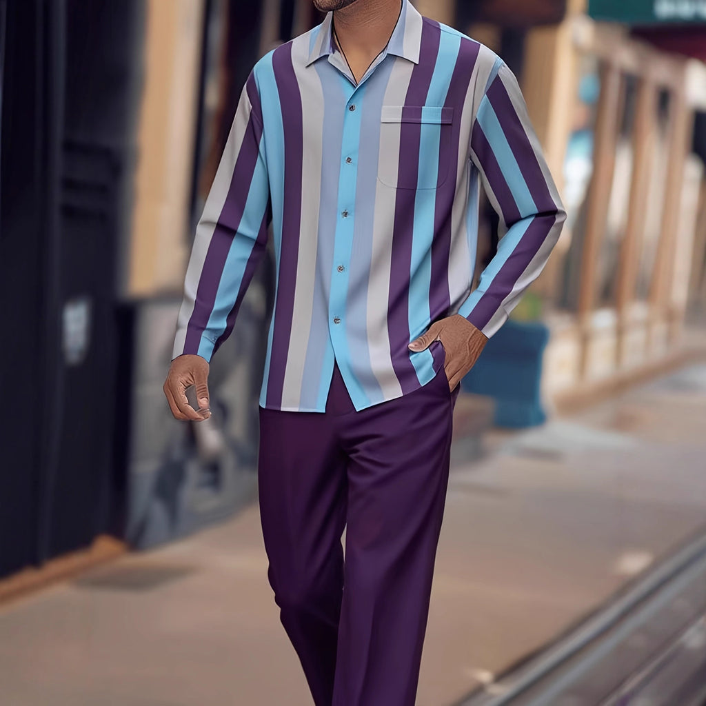 Costume homme à rayures imprimées, tendance automne