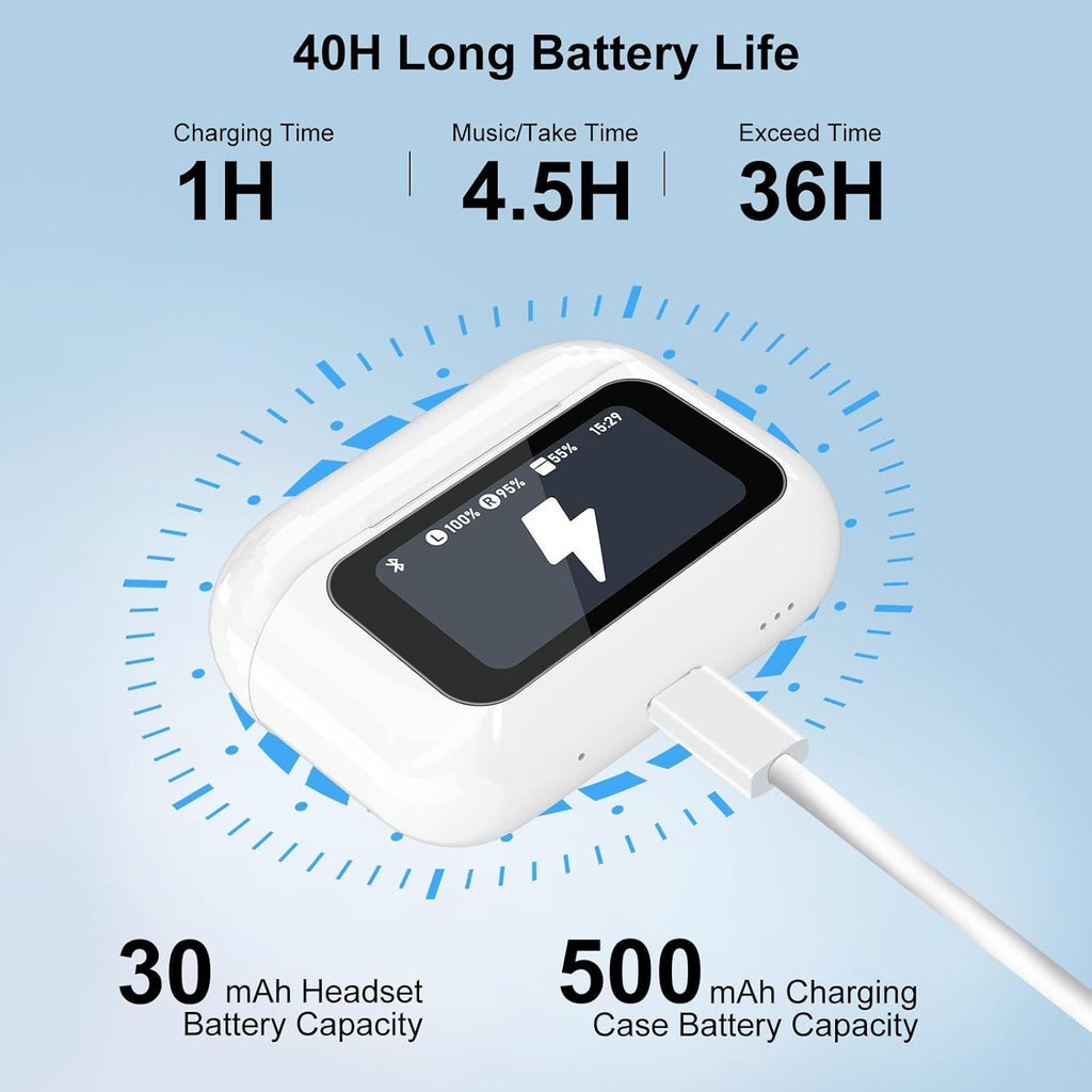 Wireless Earbuds, 5.4 Bluetooth Headphones With Touch Screen Ear Buds, ANC ENC Noise Cancelling Earbuds Headphones With Microphone, Wireless Bluetooth In Ear Earphones For Android IOS Phones