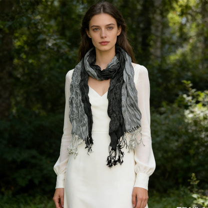 Grey Winter Jacquard Polyester Long Scarf,vacation,daily Life,evening Party,Office Appropriate Subtlety For Women Men,for Casual Outfits