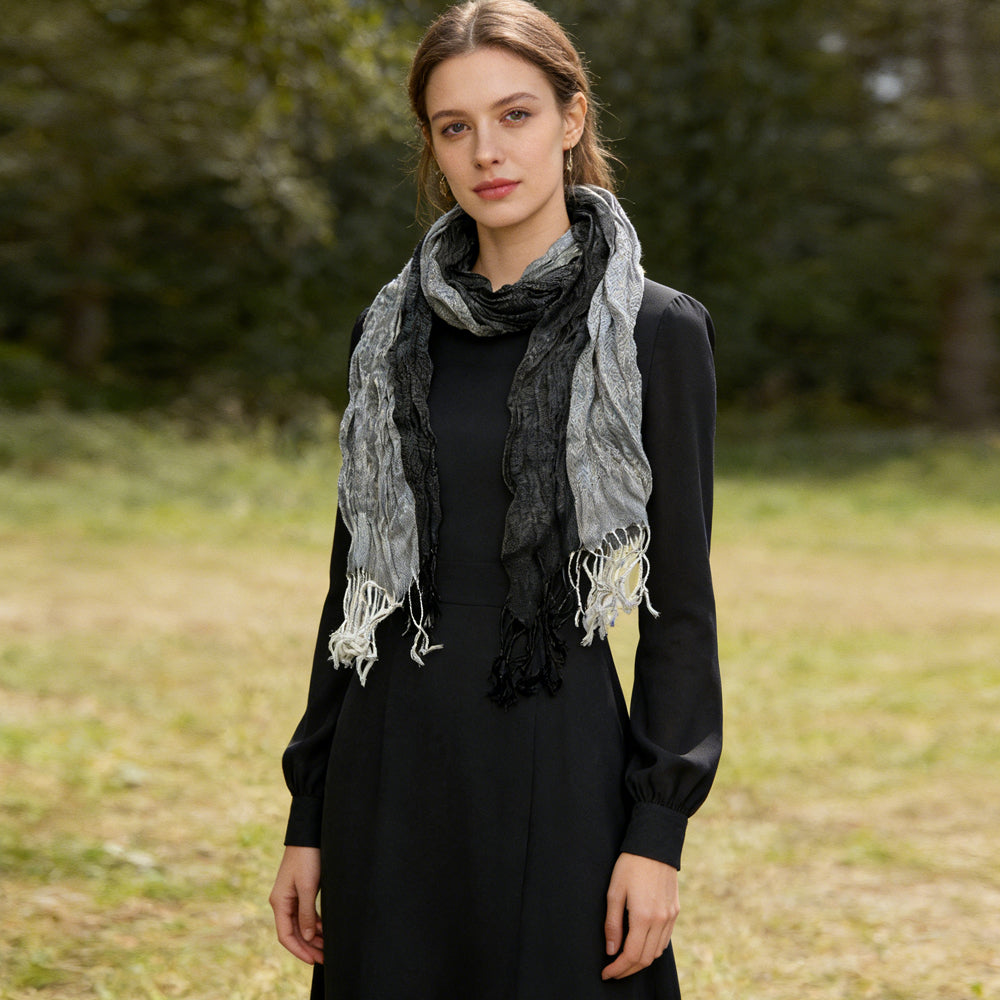 Grey Winter Jacquard Polyester Long Scarf,vacation,daily Life,evening Party,Office Appropriate Subtlety For Women Men,for Casual Outfits