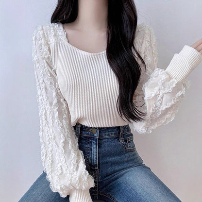 Autumn Patchwork Design Soft Womens Top