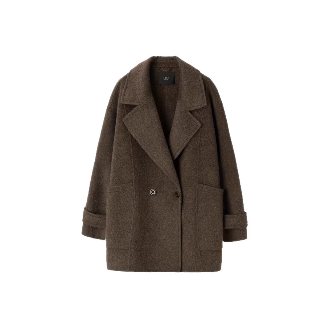 A Classic Long Double-faced Wool Coat In The Old Money Style For Winter