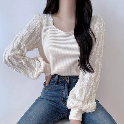 Autumn Patchwork Design Soft Womens Top