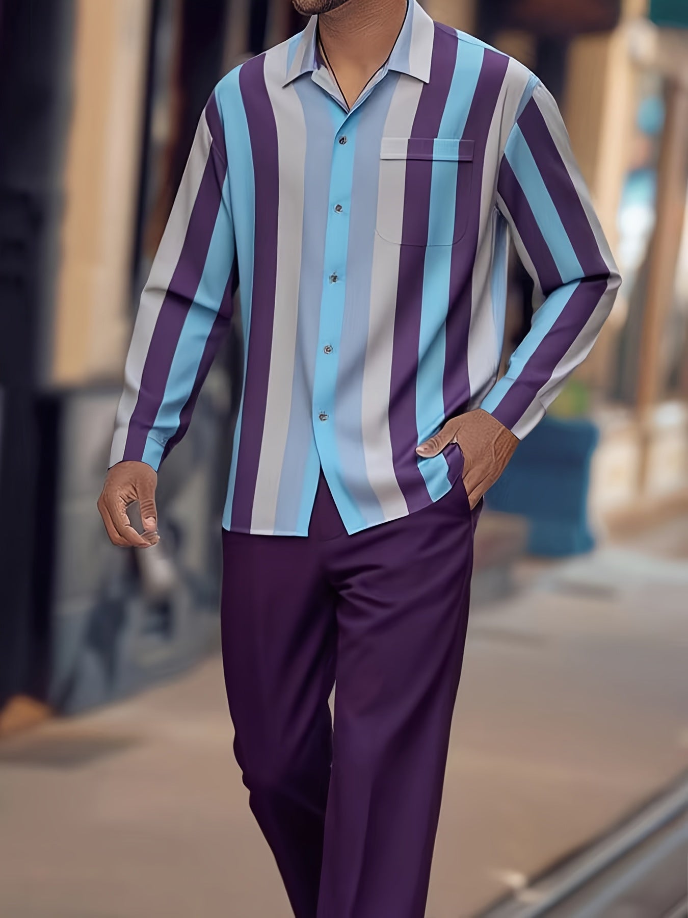 Costume homme à rayures imprimées, tendance automne