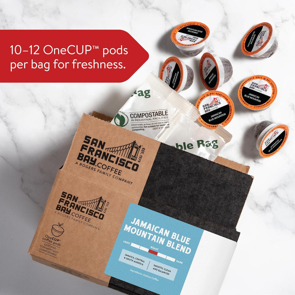 Compostable Coffee Pods - Jamaica Blue Mountain Blend (80 Ct) K Cup Compatible Including Keurig 2.0, Medium Roast