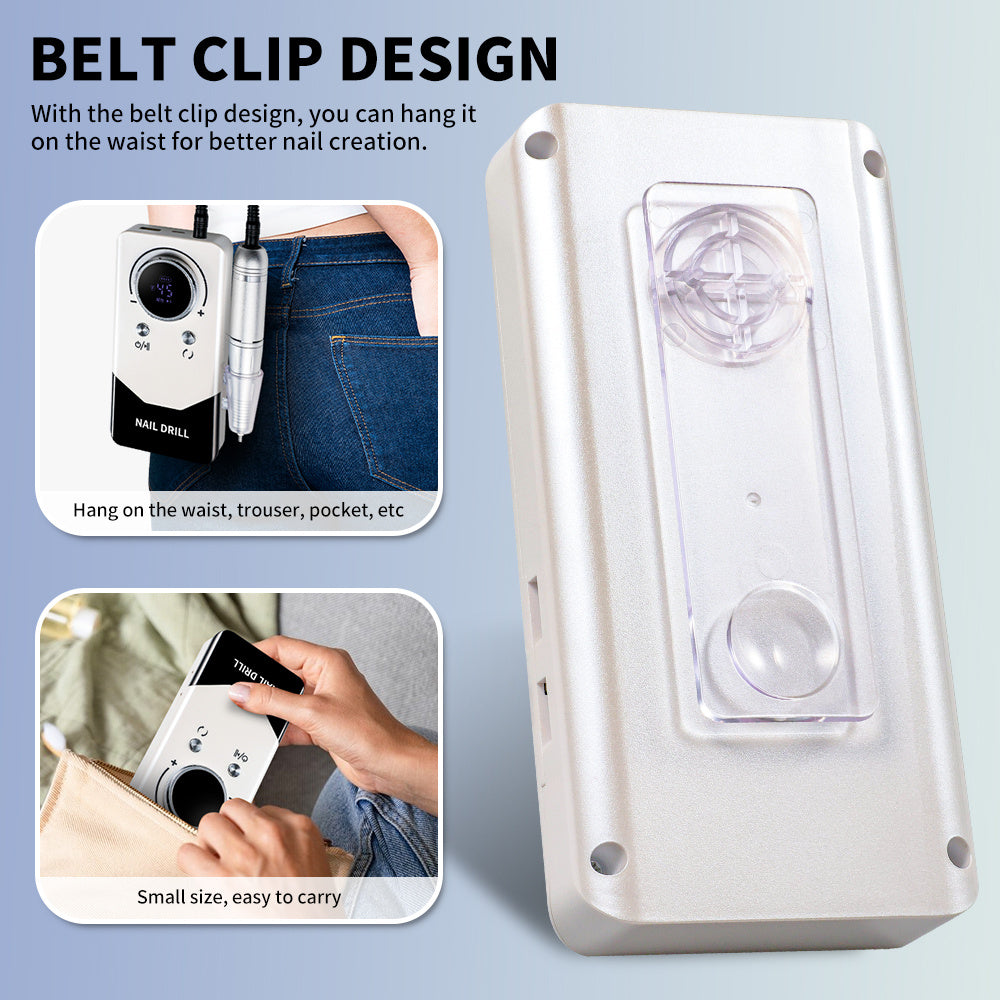 Electric 45000RPM Nail Drill Machine Rechargeable Portable Nail File Electric DIY Nail Drill Kit With Smart LCD Screen For Gel Nail Manicure And Pedicure Reflective Body Etc