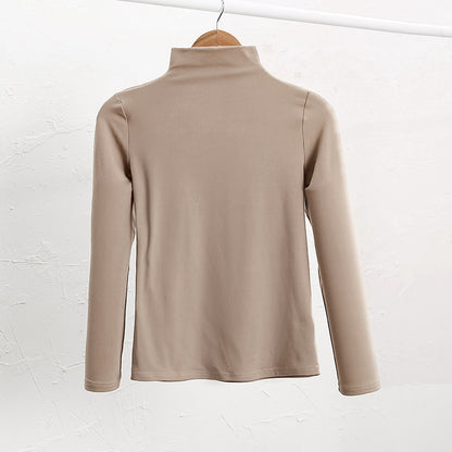 Fleece-lined T-shirt Versatile Style Stylish Base Top For Any Look