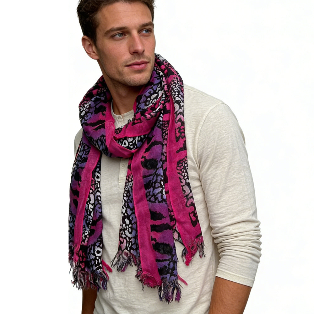 Extra Long Scarf,Bold Hot P Ink Pattern, Creative Knots Printed Scarf,vacation,daily Life,evening Party,Office Appropriate Subtlety For Women Men