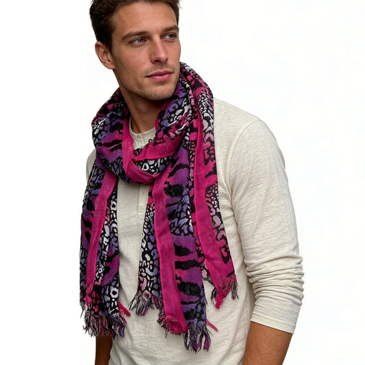 Extra Long Scarf,Bold Hot P Ink Pattern, Creative Knots Printed Scarf,vacation,daily Life,evening Party,Office Appropriate Subtlety For Women Men