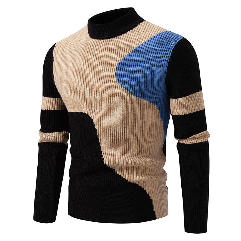 Men's Half-high Collar Colored Pullover Sweater