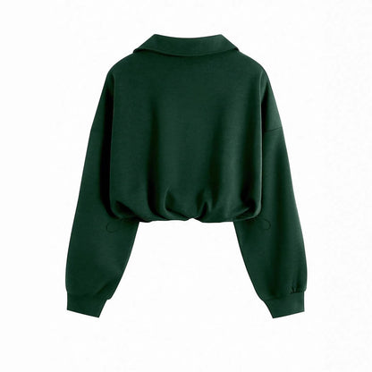 Lapel-collar Waist-cinching Long-sleeve Hoodie Jacket