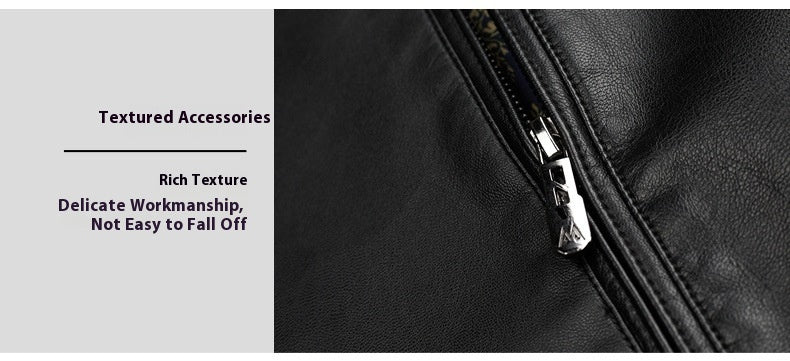 Veste en cuir souple doublée polaire fine pour papa